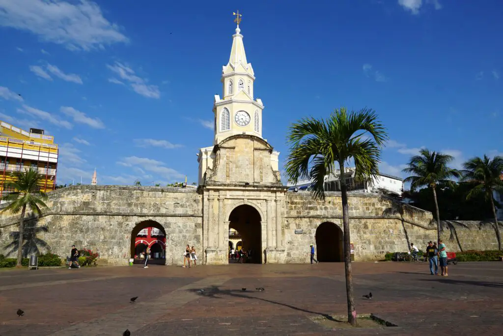 Der Clock Tower, auch Monumento Torre del Reloj, in Cartagena in Kolumbien